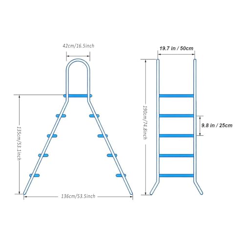 Escalera para piscina sobre tierra de acero resistente 4 peldaños miniatura 6