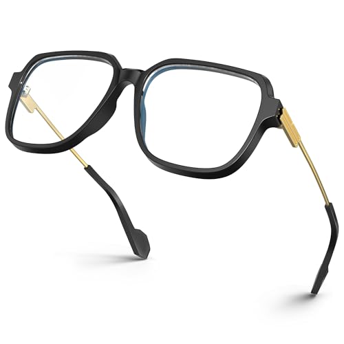 Image of VISOONE Oversized Blue Light Blocking Glasses with Chic Square TR90 Frame and Metal Temple for Women Men Ryan