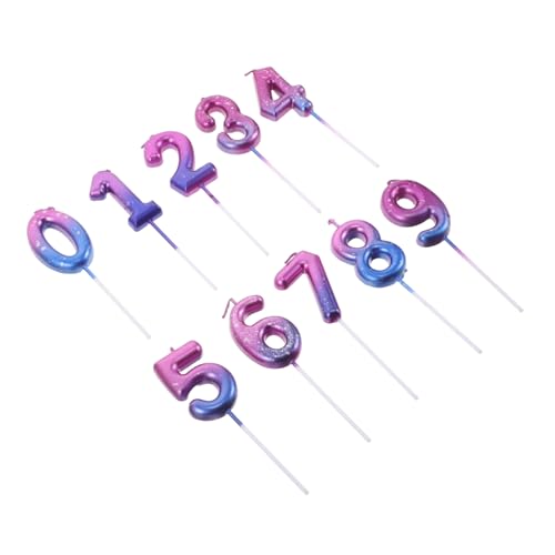 LALADEFIEE 10PCS Gradient Space Number Candles with Stable Base for Birthday and Wedding Cake Decoration Outer Space Inspired Celebration Cake Toppers
