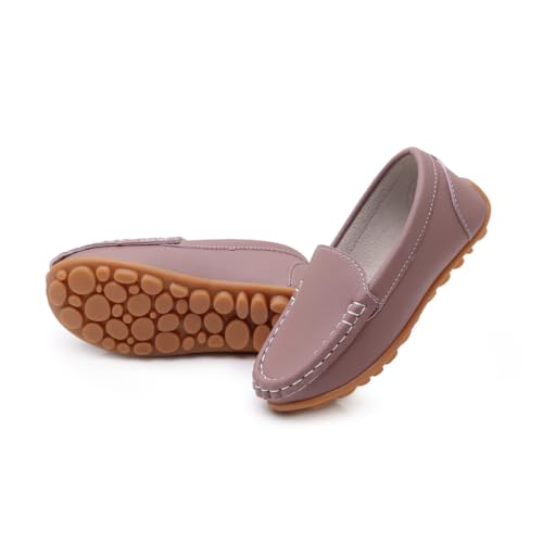 Image of SOFMUO Boys Girls Leather Loafers Slip-On Oxford Flats Boat Dress Schooling Daily Walking Shoes(Toddler /Little Kids)