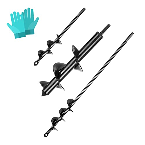 Elektro Gartenbohrer Erdbohrer mit Handschuhe+4 * 22CM+4 * 45CM+8 * 33CM, Akkuschrauber Pflanzbohrer, Garten Schnecken Bohrer, Spiralbohrer, Erdlochbohrer, Blume Pflanzgefäße