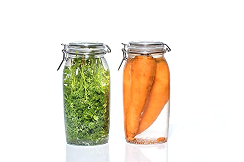 Image of MARTVIA 2500ML Round Airtight Glass Canister Food Storage Jars with Airtight Lids for Fermenting, Preserving and Storage - Cereal, Preserves, Spice, Beans, Transparent (58 - T - 2500, Set of 01)