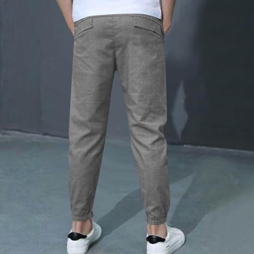 Boys Pants Lightweight Casual Cotton Linen Elastic Waist Athletic Joggers Casual School Uniform Pant Size 4-12 Years4