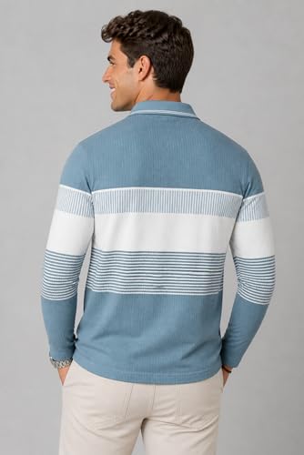 Image of SANE ORIGINALS Full Sleeves Textured Polo Tshirt for Men with Pocket || Long Sleeves Collar and Pocket T-Shirt for Men