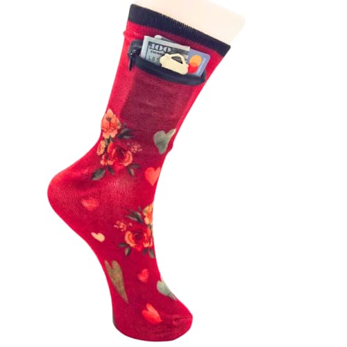 Image of Zipper Sock Wallet - Cotton & Polyester Zipper Socks with Pockets - Fits shoe size 6-13