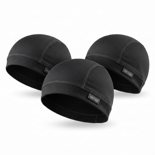 Image of Unisex Helmet Skull Cap for Bikers & Cyclists, Polyester Head Cap, Hair Inner Helmet Cap for Men, Sweat Cooling Beanie Cap, Skull Mask for Summer, Bike Accessories