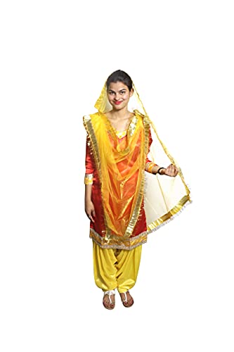 Image of ITSMYCOSTUME Punjabi Patiala Suit for Girls|Punjabi Giddha /Baisakhi /Bhangra Dance Costume for Girls