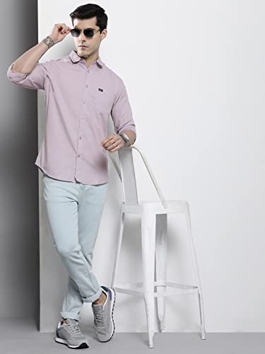Image of The Indian Garage Co Men Slim Fit Solid Full Sleeves Cutaway Collar Casual Shirt