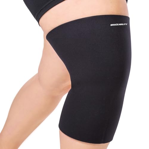 Image of BraceAbility Plus Size Neoprene Knee Sleeve - 4X Knee Compression Sleeve for Large Legs and Big Thighs, Arthritis Joint Pain and Support Knee Brace for Obese - Fits Men and Women (4XL Wide Calf)