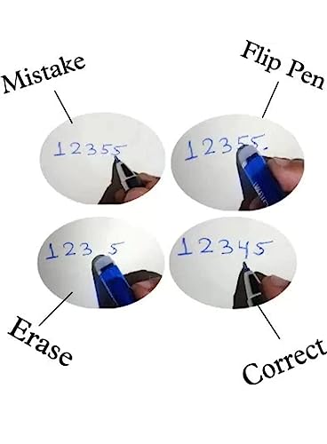 Image of AARNASHOPPE Blue Ink Erasable Gel Pen Blue Ink Rollerball Pens Rub-Out Friction Pens Set with attached Magic Wipe Eraser (0.35mm Nib Size) Gel Pen (Pack of 12 Pens)