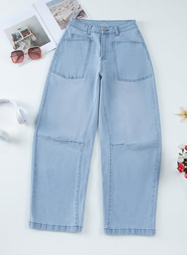 Image of EVALESS Barrel Jeans Women Baggy Stretchy Cropped Denim Pants