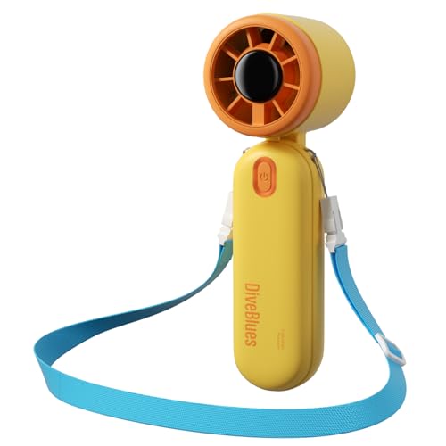 Image of Diveblues Handheld Fan, 30ft /s Mini Portable Turbo Fan [12H Max Cooling], 4000mAh Personal Fan with LED Display, 3-in-1 Hand Held /Neck /Desk Fan for Travel, Cruise, Disney Essentials