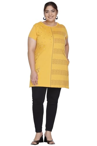 Image of Women Printed Cotton Tshirt with Side Slits & Pocket