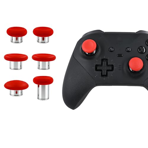Image of 6 in 1 Metal Thumbsticks Replacement for Xbox Elite Series 2 Controllers, Thumbsticks for Elite Series 2 Core Controllers, Elite Series 2 Controller Replacement Thumbsticks (Red)