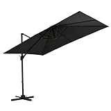 COSTWAY Parasol Deporte Rectangulaire 3x2M, Parasol de Jardin Exterieur Inclinable 6 Positions avec Rotation 360°, Mât en Aluminium et 8 Baleines, Protection Solaire pour Cour Patio Terrasse (Gris)