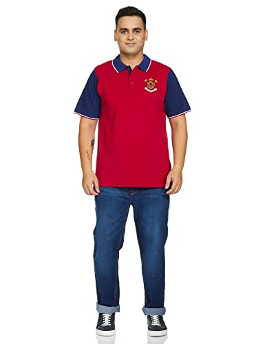 Image of Deniklo Men's Cotton Rich Half Sleeve Regular Fit Color Block Polo T-Shirt (Available in Plus Size)
