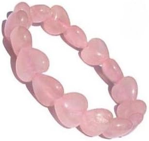 Natural Madagascar Rose Quartz Crystal Heart-Shaped Bracelet Wang-Wang Peach