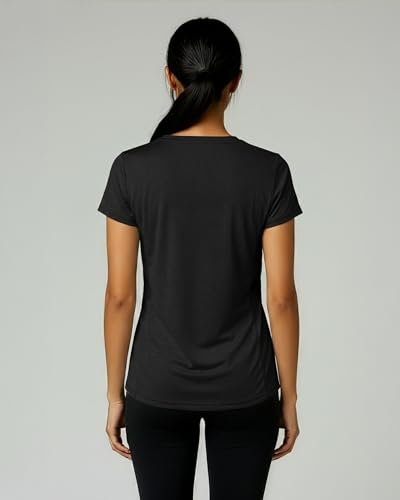 5-Pack Women's Short Sleeve V-Neck Activewear T-Shirt Dry-Fit Moisture Wicking Perfomance Yoga Top (Available in Plus Size)