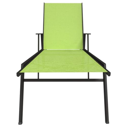 Chaise longue d'extérieur en acier vert et textilène pour jardin - 5