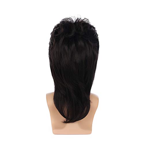 Image of Swiking Mullet Wigs for Men Black Retro 70s 80s Disco Rocker Curly Punk Fancy Party Halloween Cosplay Costume Replacement Full Wigs(Black)