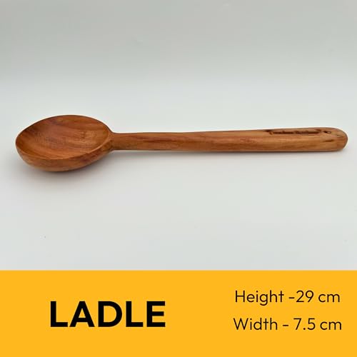 Image of Cooker&Mixer Neem Wooden Ladle for Cooking | Kitchen Tools | No Harmful Polish | Handmade | Cookware (Laddle)