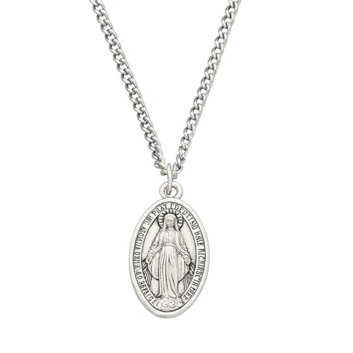 GHPKOTW 1 Collar, Medalla Virgen Milagrosa, Colgante Pequeño, Collar Para Mujeres Hombres, Virgen Milagrosa Original, Medalla De Los Santos Patronos