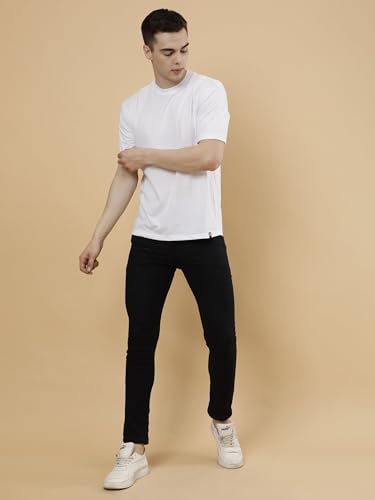 Image of POCKMAN Oversized Fit Mens Round Neck Cotton Blend Half Sleeve Plain T-Shirts.