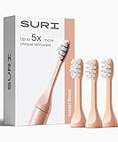 SURI Recyclable Plant-Based, Electric Toothbrush Heads - Built-in Tongue Scraper, Long Lasting Replacement Heads | Compatible Only Sonic Electric Toothbrush - Sunset Bloom, Pack of 3