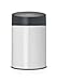 Brabantia Slide Bin Pattumiera in Acciaio, Copperchio in Plastica Nero, 5 l, Bianco