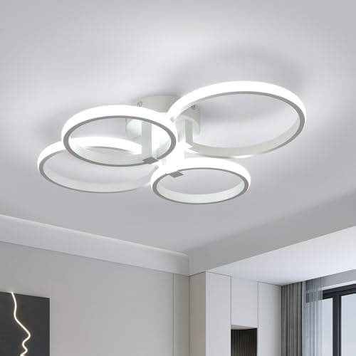 Plafon LED Techo Moderna, Lámpara de Techo Redonda 6300LM 56W, Luz de Techo Blanco de Metálico Acrílico para Sala de Estar, Dormitorio, Comedor, Cocina, Oficina, 6500K Luz Blanca Fría