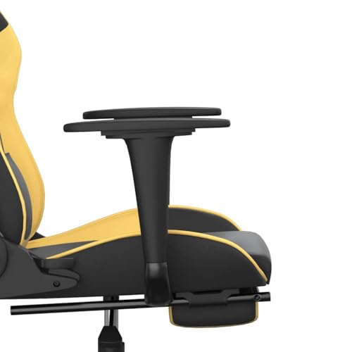 Sedia da Gaming Massaggiante Poggiapiedi Nero e Oro Similpelle - Sedia gaming - Immagine 7