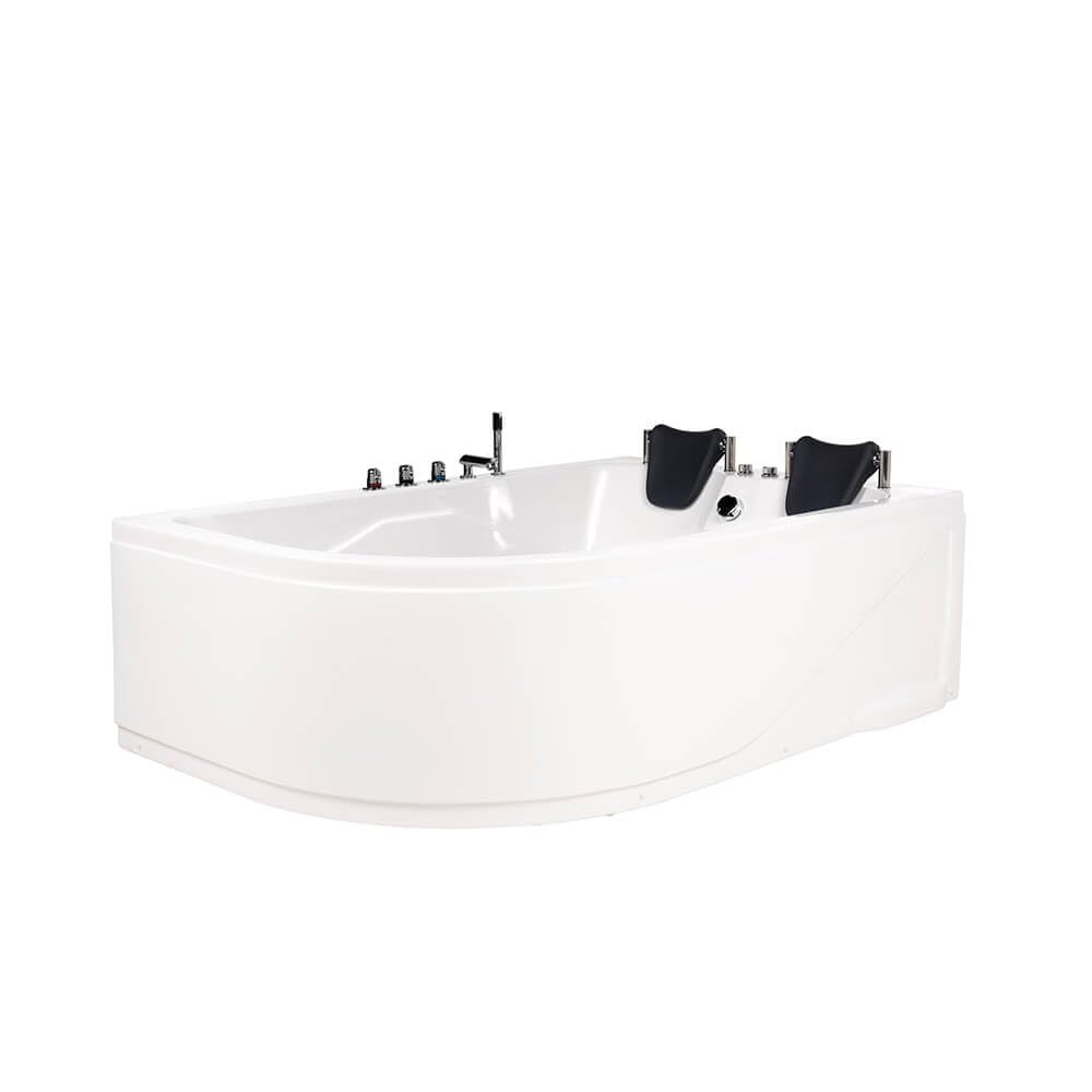 Home Deluxe - Bañera de hidromasaje - BLUE OCEAN XL izquierda, blanca, dimensiones: 180 x 120 x 65 cm - incl. cojín cervical, grifería y bomba de hidromasaje I Bañera de hidromasaje para 2 personas,