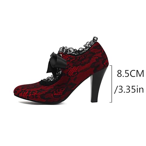 Women's Mary Jane Lace Up 1920s Pump Heel Retro Vintage Round Closed Toe 1950s Dress Shoes2