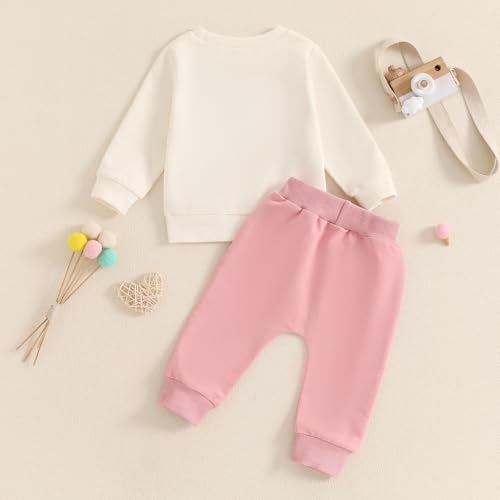 Toddler Baby Girl Fall Clothes Infant Outfit Letter Print Long Sleeve Pullover Sweatshirts and Jogger Pants Set3