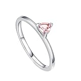 RDSGYZ Anillo de morganita de oro blanco de 9 K, 14 y 18 quilates, anillos de boda para mujer, talla J-U, solitario con morganita, anillos de compromiso para ella, Metales preciosos, Morganita