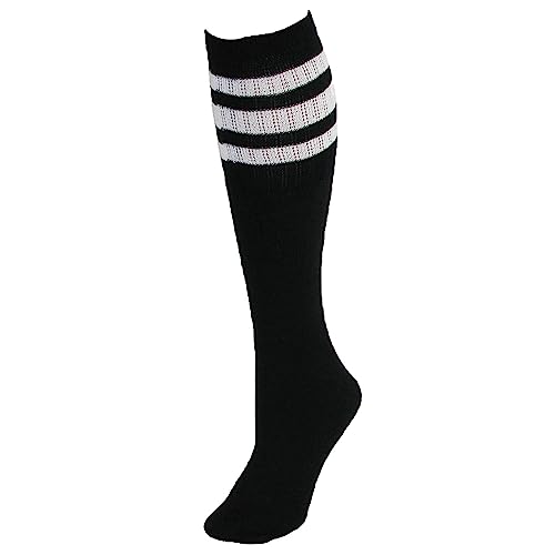 CTM Striped Top Ribbed Tube Socks (4 Pair Pack)