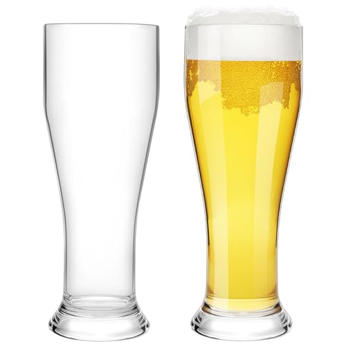 BETTERFUN Unbreakable Tritan-Plastic Beer Glasses Tumbler Set of 2-16 oz - Dishwasher Safe Pilsner Beer Cups Set for Party, Pool, Birthday Gifts