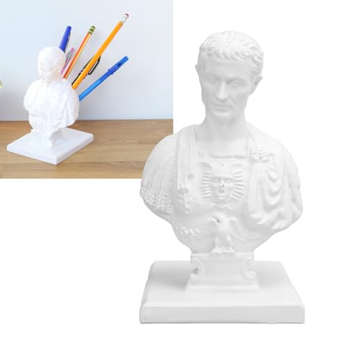 Statue buste porte-stylo en résine avec 11 emplacements pour bureau