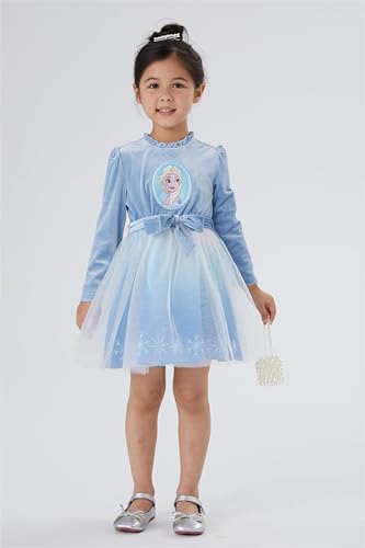 Image of Disney Princess Frozen Elsa Minnie Stitch Toddler Girl Tulle Tutu Dress Ruffle Sleeve Mesh Summer Birthday Party Clothes 2-9Y