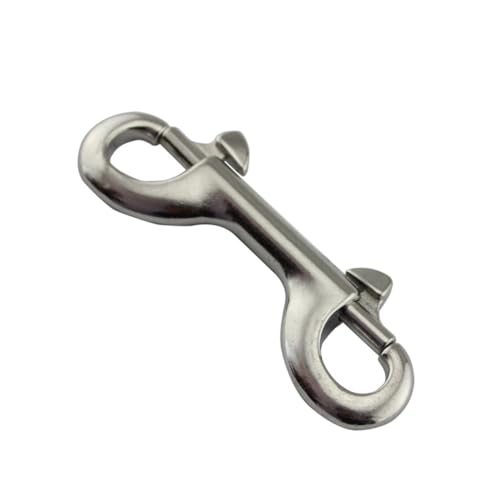 BESPORTBLE 2pcs Marine Scuba Double Bolt Snap 115mm Stainless Steel 316 Pet Chain Carabiner Dive Clip Lanyard Double Ended Spring Buckle for Outdoor