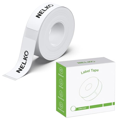 Nelko Label Tape 15x30mm (0.59"×1.18"), Standard Laminated Thermal Label Tape Replacement, for Home Office, 180 Labels/Roll, White