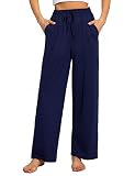 Picture of Choosefree Women's Casual High Waist Comfy Lounge Pajamas Drawstring Loose Wide Leg Yoga Dance Workout Pants with 3 Pockets (as1, Alpha, x_l, Regular, Regular, Navy)