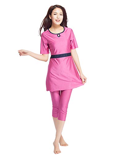 KXCFCYS Surfing Suit Short Sleeve Swimsuit Modesty Swimming Costume Modest Swimwear Bikinis Rose