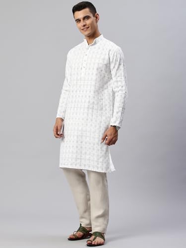 Image of Majestic Man Men's Cotton Regular Fit Ethnic Motifs Printed Long Kurta