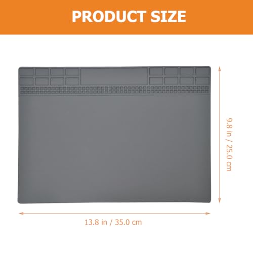 Image of Anti-Static Silicone Repair Mat, Heat Resistant Soldering Pad with Screw Compartments, Esd Work Mat for Electronics Assembly and Repair, 13.77 X 9.84 Inches, Dark Grey