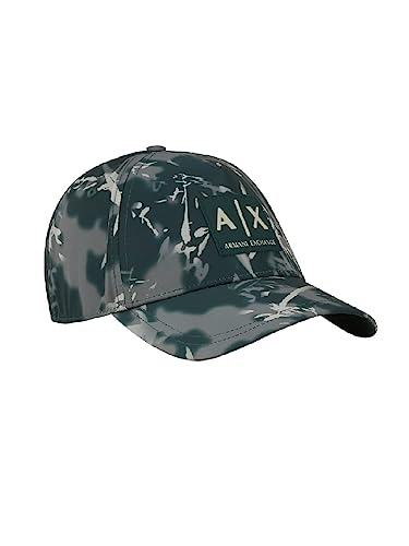 Armani Exchange Unisex-Erwachsene Mütze mit Camouflage-Muster Baseballkappe, Grün, Einheitsgre