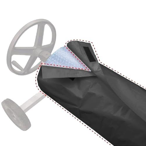 Niceminiwall Sistema de rodillos de manta solar para piscina, con cubierta protectora, carrete de almacenamiento de 490 x 96 cm para enrollar/desenrollar fácilmente, tela de poliéster 190T recubierta