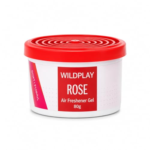 Image of Wildplay Rose Car Gel Freshener 80g - Long Lasting Rose Fragrance, Spill Proof Gel Air Freshener, Odor Eliminator, Dashboard Perfume for Fresh and Pleasant Car Interior