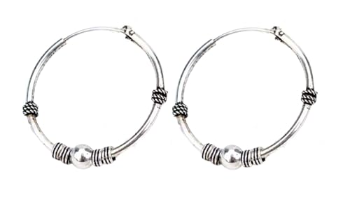 Aros de Plata Bali hipoalergénicos pendientes criollas 25mm unisex 1