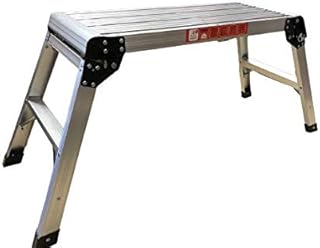 Super odd Job Aluminum Hop Up Standing Bench Folding Stool Platform Ladder Step Portable Heavy Duty Medium Professional Silver Bench